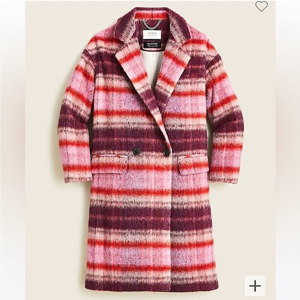 J.Crew Collection Topcoat Tartan Plaid Italian Brushed Wool coat Small
